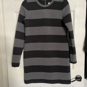 Lou & Grey Black and Gray Striped Dress